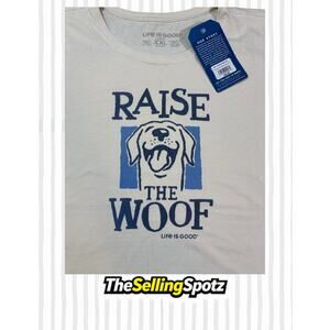 Life Is Good Crusher White Raise The Woof T-Shirt Size US 2XL Made in Peru